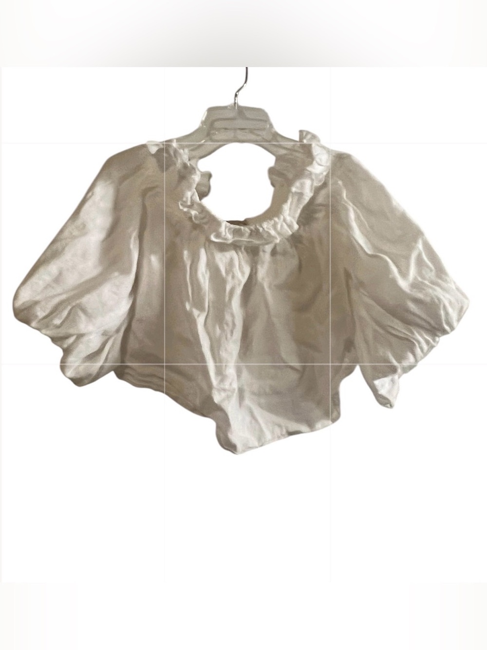 Banana Republic White 100% Linen Ruffle Off-Shoulder Crop Top Size S